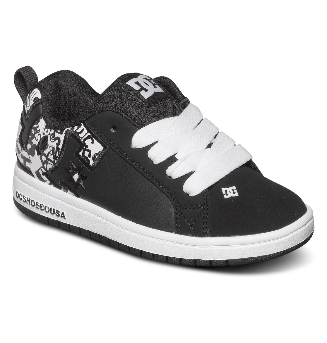 DC Shoes Kid's Court Graffik SE Shoes Boy's Black/White/Black Pr (Kwk