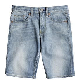 dcshoes, Boy's 8-16 Worker Light Indigo Blue Denim Shorts, LIGHT INDIGO BLEACH (bfgw) Worker Light Indigo Blue - Denim Shorts EDBDS03014