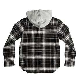 dcshoes, Boy's 8-16 Runnels Flannel Hooded Long Sleeve Shirt, BLACK RUNNELS (kvj4) Runnels Flannel - Hooded Long Sleeve Shirt EDBWT03018