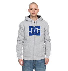 dcshoes, Men's Star Sherpa Zipper Up Hoodie, GREY HEATHER (knfh) Star Sherpa - Zip-Up Hoodie EDYFT03320