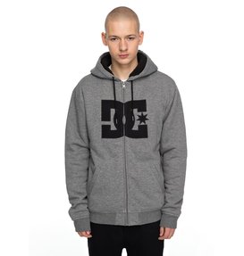 dcshoes, Men's Star Sherpa Zipper Up Hoodie, CHARCOAL HEATHER (kteh) Star Sherpa - Zip-Up Hoodie EDYFT03320