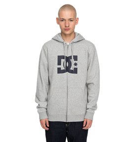 dcshoes, Men's Star Zip Up Hoodie, HEATHER GREY /DARK INDIGO (knf6) Star - Zip-Up Hoodie EDYSF03108