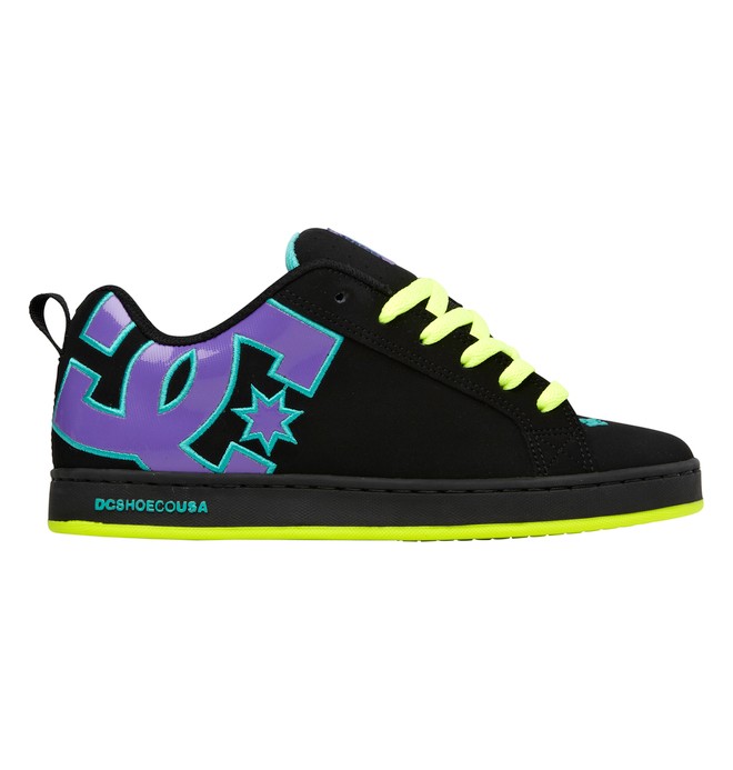 dcshoes, Women's Court Graffik Shoes, BLACK/FLUORESCENT PURPLE (bfp) 0 Women's Court Graffik Shoes Black 300678 DC Shoes