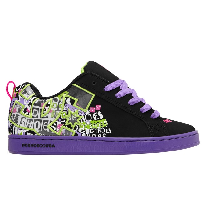 dcshoes, Women's Court Graffik SE Shoes, BLACK/FLUORESCENT PU (bfp) 0 Women's Court Graffik SE Shoes Purple 301043 DC Shoes