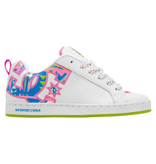 dcshoes, Women's Court Graffik SE Shoes, WHITE/CRAZY PINK/CITRUS (wzc) 0 Women's Court Graffik SE Shoes Pink 301043 DC Shoes