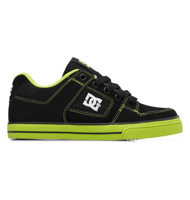 dcshoes, Boy's 4-7 Pure Shoes, BLACK/GREEN FLASH (0gf) 0 Boy's 4-7 Pure Shoes 301069A DC Shoes
