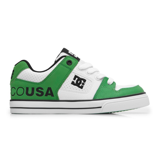 dcshoes, Boy's 8-16 Pure Shoes, WHITE/GREEN/BLACK (tgb) 0 Boy's 8-16 Pure Shoes White 301069B DC Shoes