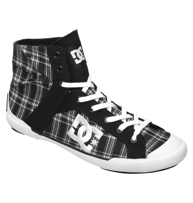 dcshoes, Women's Chelsea Zero High SE Shoes, BLACK/WHITE/PLAID (lhp) 0 Women's Chelsea Zero High SE Shoes 302659 DC Shoes