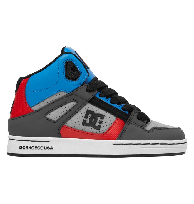 dcshoes, Kid's 4-7 Rebound High-Top Shoes, GREY/CAROLINA BLUE (gc4) 0 Kid's 4-7 Rebound High-Top Shoes Grey 302676A DC Shoes