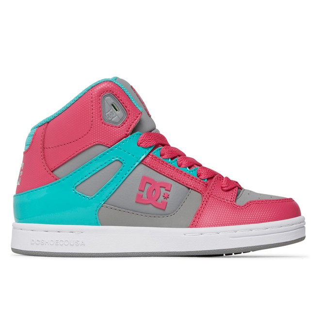 dcshoes, Kid's 4-7 Rebound High-Top Shoes, PINK/DK GREY (pg0) 0 Kid's 4-7 Rebound High-Top Shoes Pink 302676A DC Shoes