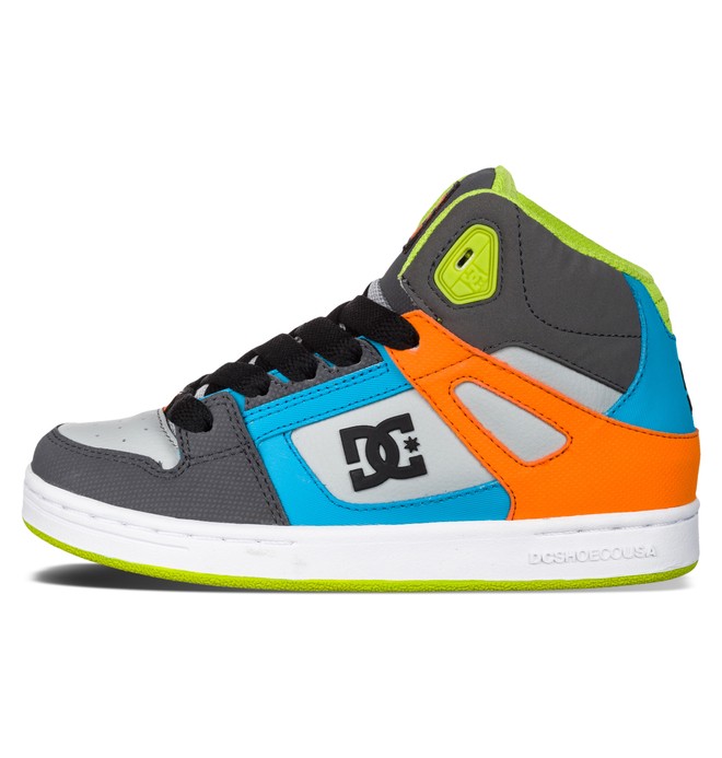 dcshoes, Kid's 4-7 Rebound High-Top Shoes, GREY/LIME GREEN (gl1) 0 Kid's 4-7 Rebound High-Top Shoes Grey 302676A DC Shoes