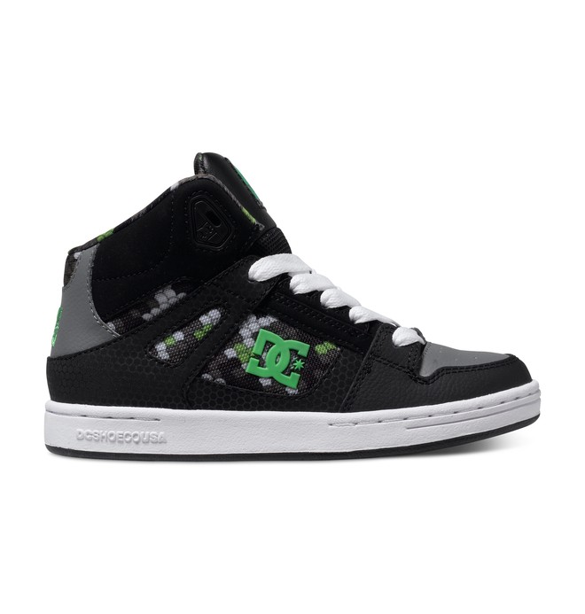 dcshoes, Kid's 4-7 Rebound SE High-Top Shoes, BLACK/DK GREY PRINT (bdp) 0 Kid's 4-7 Rebound SE High-Top Shoes Black 303310A DC Shoes