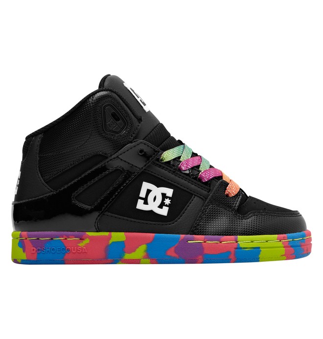 dcshoes, Kid's 4-7 Rebound SE High-Top Shoes, BLACK SMASHUP (ksm) 0 Kid's 4-7 Rebound SE High-Top Shoes Black 303310A DC Shoes