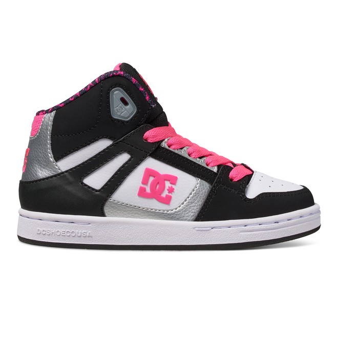 dcshoes, Kid's 4-7 Rebound SE High-Top Shoes, BLACK/WHITE/PINK (kwp) 0 Kid's 4-7 Rebound SE High-Top Shoes Black 303310A DC Shoes