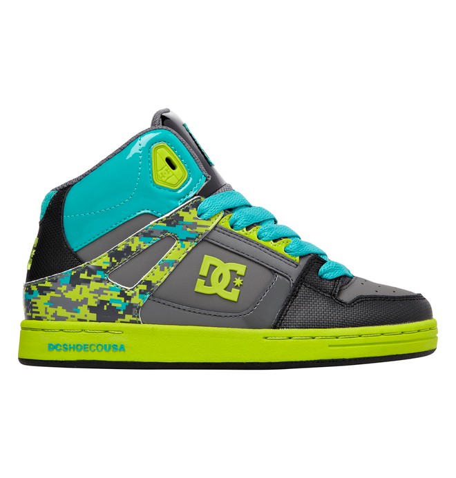 dcshoes, Kid's 4-7 Rebound SE High-Top Shoes, BLACK/LIME (bki) 0 Kid's 4-7 Rebound SE High-Top Shoes Black 303310A DC Shoes