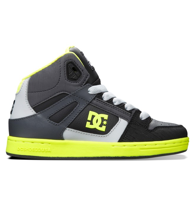dcshoes, Kid's 4-7 Rebound SE High-Top Shoes, BLACK/YELLOW (bky) 0 Kid's 4-7 Rebound SE High-Top Shoes Black 303310A DC Shoes