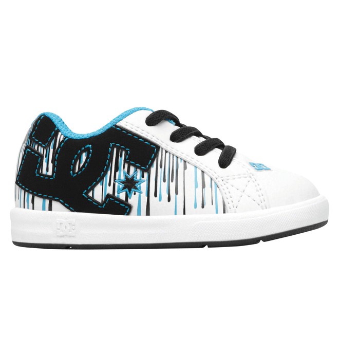 dcshoes, Toddler's Court Graffik Elastic UL Shoes, WHITE/BLACK/TURQUOIS (wbt) 0 Toddler's Court Graffik Elastic UL Shoes White 320168 DC Shoes