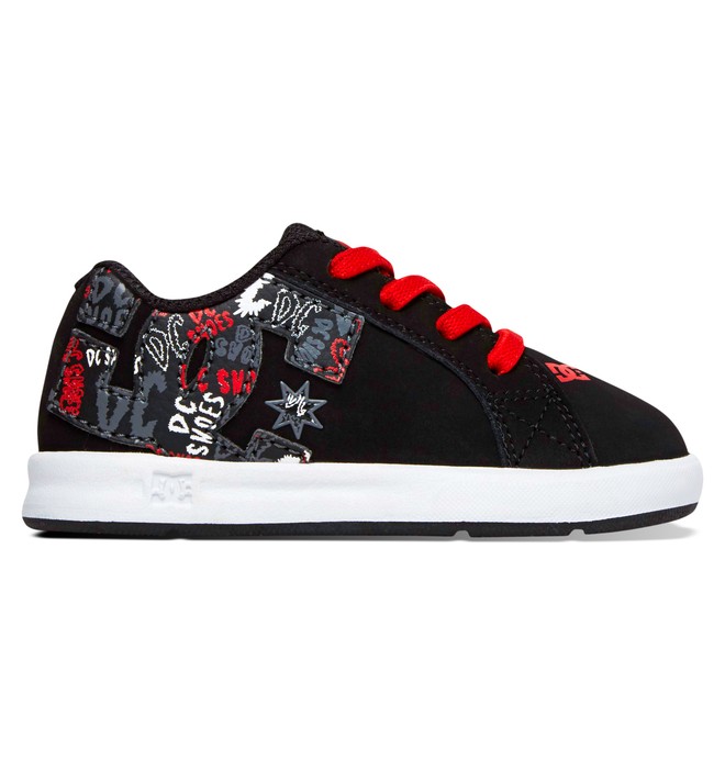 dcshoes, Toddler Court Graffik Elastic UL Slip On Shoes, BLACK/BIKING RED (kkr) 0 Toddler Court Graffik Elastic UL Slip On Shoes Black 320168 DC Shoes