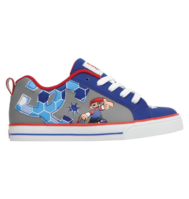 dcshoes, Kid's Wild Grinders Court Graffik Vulc Shoes, ROYAL/TRUE RED (re6) 0 Kid's Wild Grinders Court Graffik Vulc Shoes Red 320407A DC Shoes