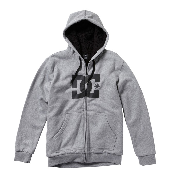 dcshoes, Men's Star Shearling Zip Hoodie, HEATHER GREY (htr) 0 Men's Star Shearling Zip Hoodie Grey 55860090 DC Shoes
