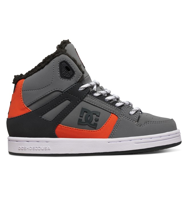 dcshoes, Kid's 4-7 Rebound WNT High-Top Shoes, GREY/BLACK/ORANGE (xskn) 0 Kid's 4-7 Rebound WNT High-Top Shoes Grey ADBS100075 DC Shoes