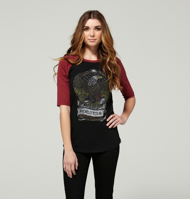 dcshoes, Women's Eagle Rock Raglan Tee, BLACK (kvd0) 0 Women's Eagle Rock Raglan Tee ADJZT00059 DC Shoes