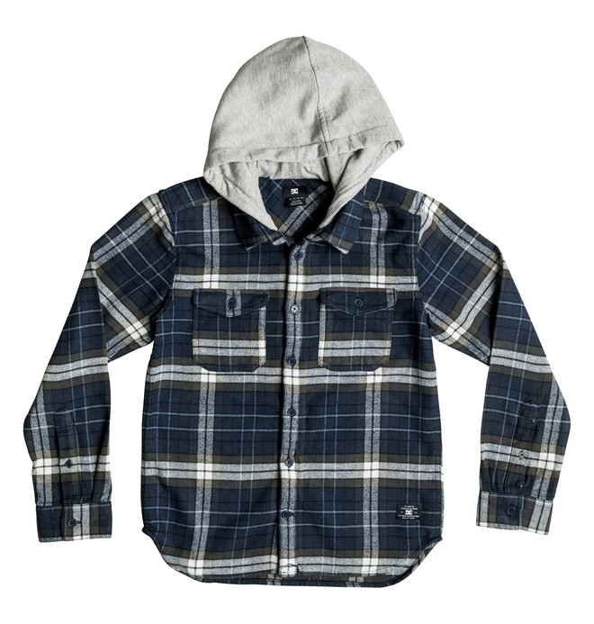 dcshoes, Boy's 2-7 Runnels Flannel Hooded Long Sleeve Shirt, VARSITY BLUE RUNNELS (prr4) 0 Boy's 2-7 Runnels Flannel Hooded Long Sleeve Shirt Purple ADKWT03000 DC Shoes