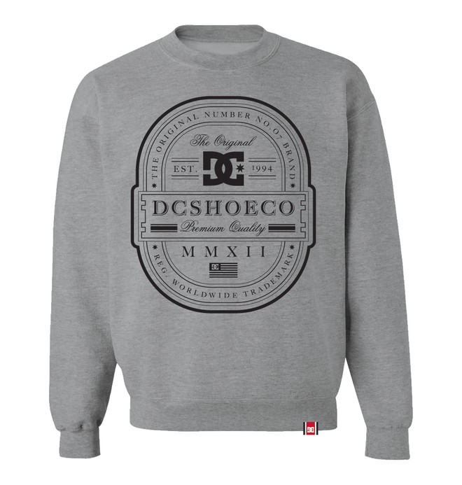 dcshoes, Men's Rob Dyrdek Lux Label Crew Sweatshirt, HEATHER GREY (htr) 0 Men's Rob Dyrdek Lux Label Crew Sweatshirt Grey ADYFT00053 DC Shoes
