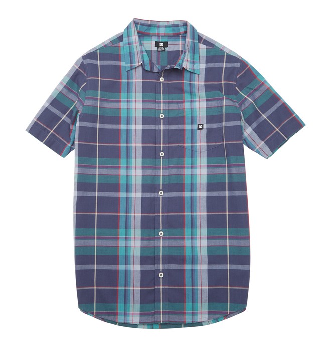 dcshoes, Men's Booker SS Shirt, DC NAVY PLAID (btl1) 0 Men's Booker SS Shirt Blue ADYWT00065 DC Shoes
