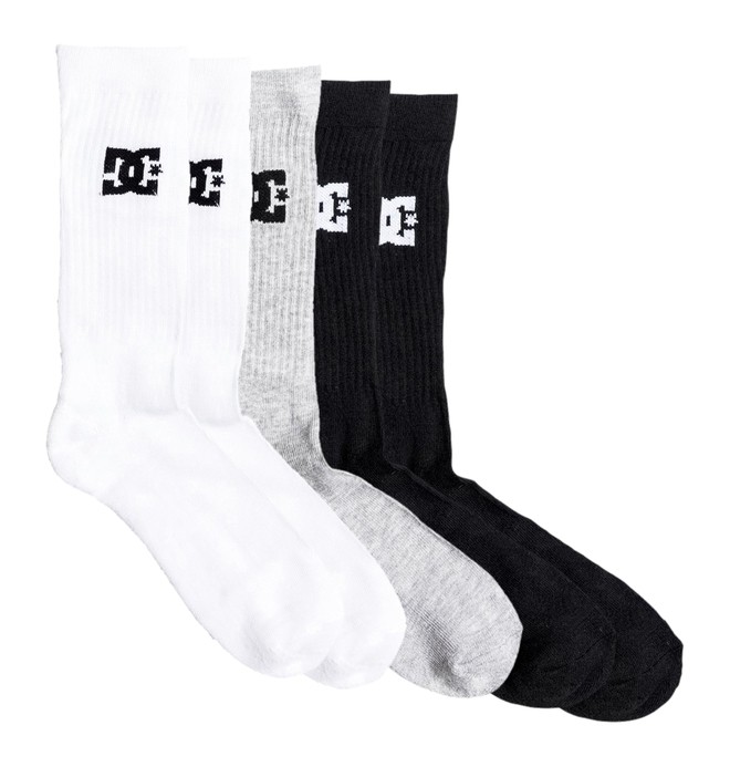 dcshoes, SPP DC 3Pk - Crew Socks, ASSORTED (kvj8) 0 SPP DC 3Pk - Crew Socks Black EDBAA03001 DC Shoes