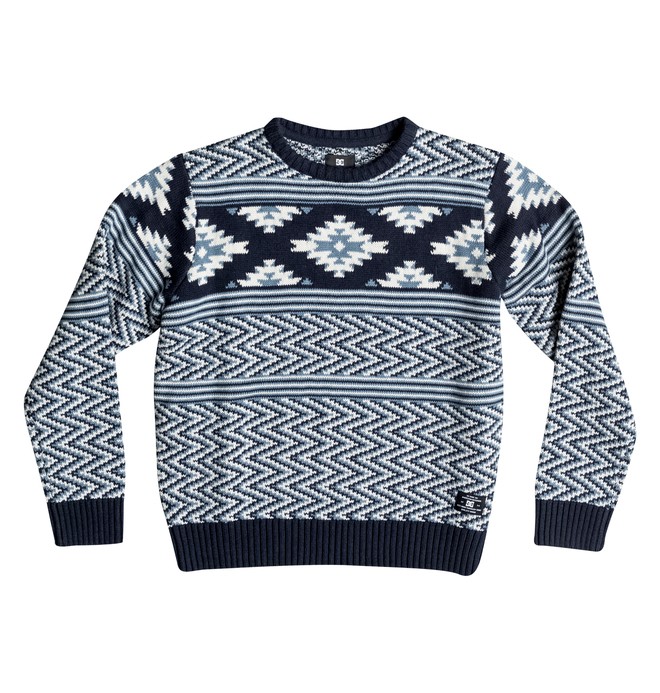 dcshoes, Laurell Park - Jacquard Sweater, BLUE IRIS ETHNIC PRINT (tms1) 0 Laurell Park - Jacquard Sweater Beige EDBSW03008 DC Shoes