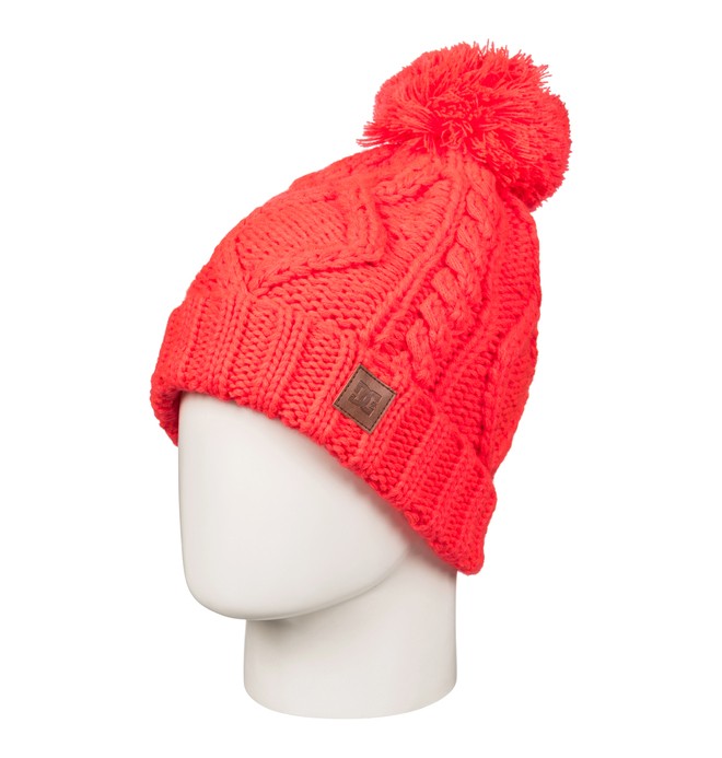dcshoes, Women's Tayce Bobble Hat, FIERY CORAL (mkz0) 0 Women's Tayce Bobble Hat Pink EDJHA03024 DC Shoes
