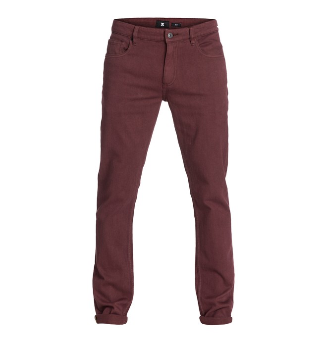 dcshoes, Men's Worker Slim Color 32" Inseam Jeans, ZINFANDEL (rss0) 0 Men's Worker Slim Color 32" Inseam Jeans Red EDYDP03003 DC Shoes