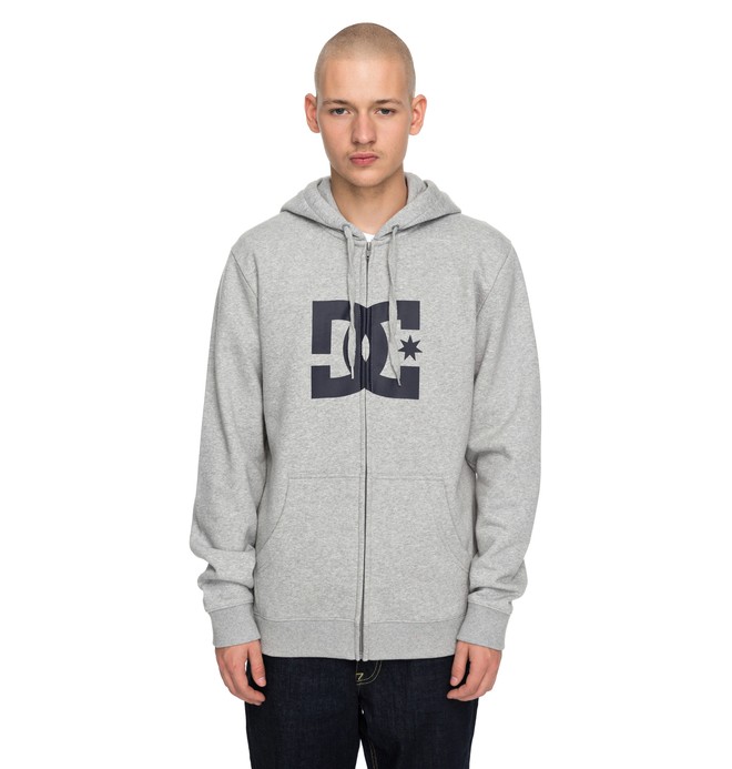dcshoes, Men's Star Zip Up Hoodie, HEATHER GREY /DARK INDIGO (knf6) 0 Men's Star Zip Up Hoodie Black EDYSF03108 DC Shoes