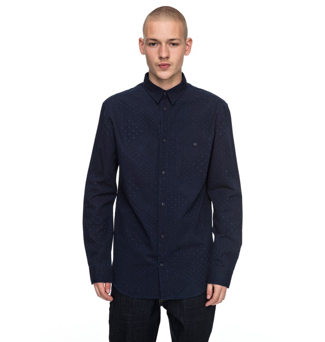 dcshoes, Men's Swalendalen Textured Long Sleeve Shirt, DARK INDIGO (byj0) 0 Men's Swalendalen Textured Long Sleeve Shirt Blue EDYWT03167 DC Shoes