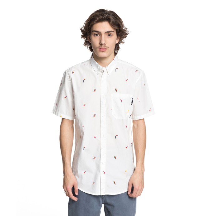 dcshoes, Men's Hepscott Short Sleeve Shirt, SNOW WHITE (wbb0) 0 Men's Hepscott Short Sleeve Shirt White EDYWT03191 DC Shoes
