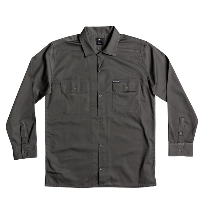 dcshoes, Men's Wasdale Long Sleeve Workwear Shirt, DARK SHADOW (krp0) 0 Men's Wasdale Long Sleeve Workwear Shirt Black EDYWT03193 DC Shoes