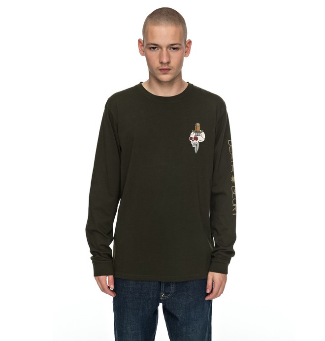 dcshoes, Death & Glory - Long Sleeve T-Shirt, DARK OLIVE (csn0) 0 Death & Glory - Long Sleeve T-Shirt Brown EDYZT03714 DC Shoes