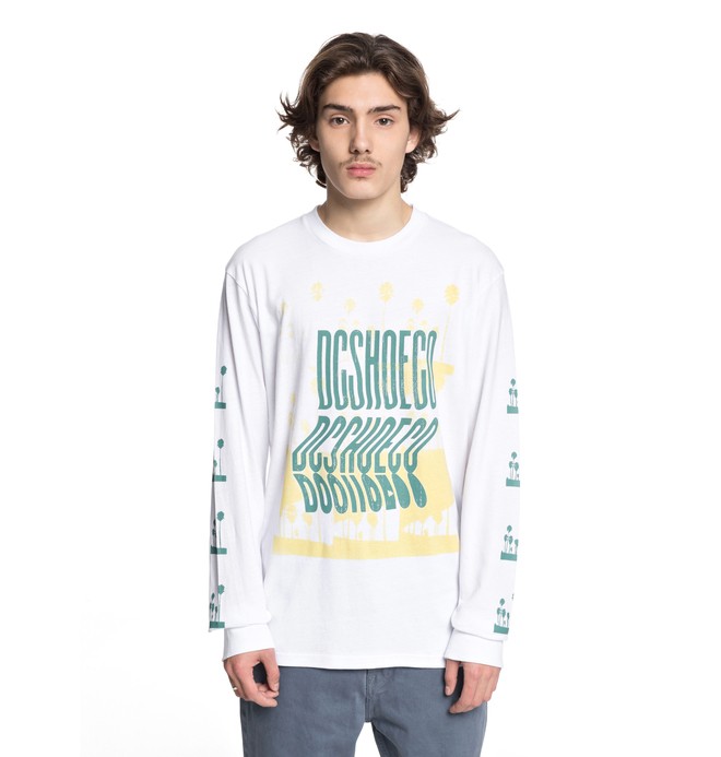 dcshoes, Men's Palm A Ray Long Sleeve Tee, SNOW WHITE (wbb0) 0 Men's Palm A Ray Long Sleeve Tee White EDYZT03775 DC Shoes