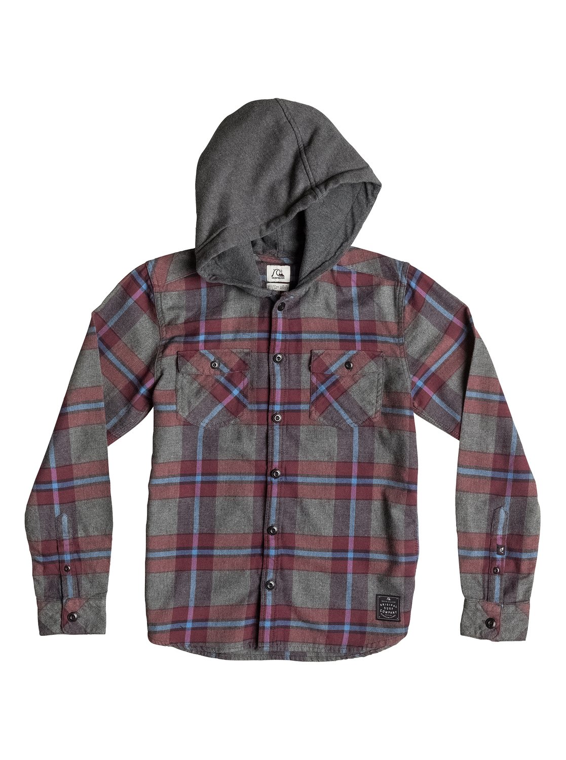 Rockyfist - Quiksilver Rockyfist - QuiksilverРубашка с длинным рукавом Rockyfist для мальчиков от Quiksilver. Характеристики: Фланель из стопроцентного хлопка с начесом, флисовый капюшон на трикотажной подкладке, на пуговицах. <br>СОСТАВ: 100% хлопок.<br>