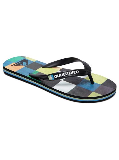 quiksilver, Сланцы Molokai Resin Check, BLACK/BLUE/GREEN (xkbg) MOLOKAI RESIN CHECK YOUTH AQBL100281