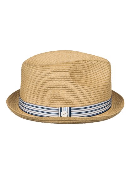 Mens Falseto Straw Trilby Mens Falseto Straw TrilbyМужская соломенная шляпа Falseto от Quiksilver.ХАРАКТЕРИСТИКИ: плотное плетение, фасон «федора» с узкими полями, нейлоновая лента, маркировка Quiksilver на тулье.СОСТАВ: 100% бумага.<br>