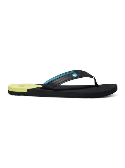 Molokai New Wave Deluxe Flip Flops Molokai New Wave Deluxe Flip FlopsМужские сланцы Molokai New Wave Deluxe от Quiksilver. <br>ХАРАКТЕРИСТИКИ: эластичный верх из синтетического каучука украшен логотипом, стелька из каучука с замшевым покрытием, пятка контрастного цвета и нанесенный лазером на стельку логотип, каучуковая подошва с логотипом Quiksilver. <br>СОСТАВ: верх – 85% синтетика/15% синтетический нубук, подкладка – 100% текстиль, подошва – 100% каучук.<br>