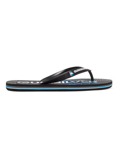 Molokai Nitro Flip Flops Molokai Nitro Flip FlopsМужские сланцы Molokai Nitro от Quiksilver.ХАРАКТЕРИСТИКИ: эластичный стреп из синтетического каучука, стреп с логотипом и текстовым названием Quiksilver, нескользящая фактурная стелька, расцветка боковин подошвы сочетается с общим дизайном.СОСТАВ: верх – 100% пластик, подошва – 100% каучук.<br>