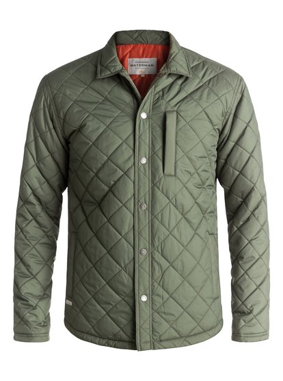 quiksilver, Куртка Waterman Puffed Up, BEETLE (gqm0) Waterman Puffed Up - Water-Repellent Quilted Shirt Jacket EQMJK03004
