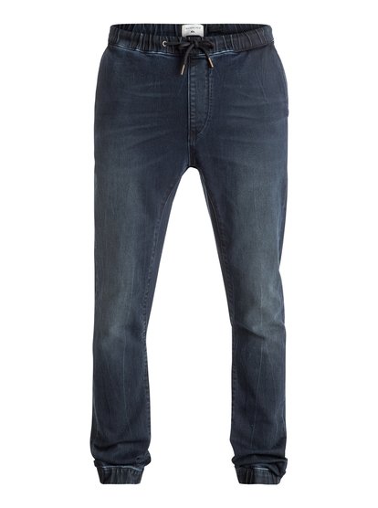 quiksilver, Узкие спортивные джинсовые штаны Fonic Blue Black, BLUE BLACK (byjw) Fonic Blue Black - Slim Fit Denim Joggers EQYDP03296