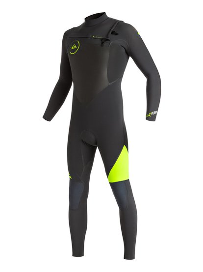 quiksilver, Длинный гидрокостюм (фулсьют) с нагрудной молнией Syncro 3/2mm, GRAPHITE/ F. LEMON (xkkg) Syncro Plus 3/2mm Chest Zip Full Wetsuit EQYW103023