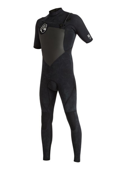 quiksilver, Длинный мужской гидрокостюм (фулсьют) с коротким рукавом и с нагрудной молнией High Dye 2/2mm, BLACK (kvj0) High Dye 2/2mm - Chest Zip Short Sleeve Full Wetsuit EQYW303004