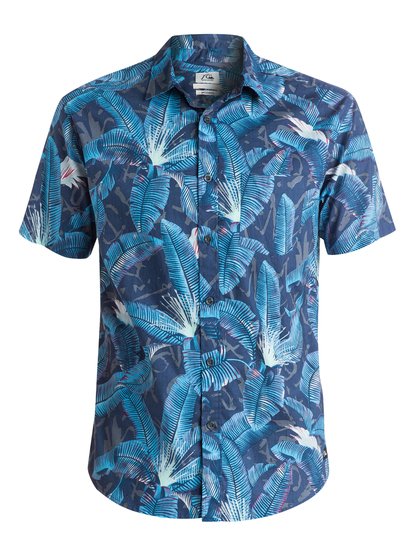 quiksilver, Men's Riot Shirt Short Sleeve Shirt, RIOT DARK DENIM (brq6) Riot Shirt - Short Sleeve Shirt EQYWT03287