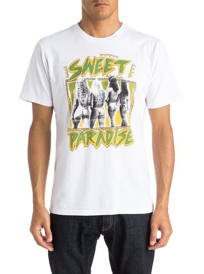 Paradise T-Shirt Paradise T-ShirtМужская футболка Paradise от Quiksilver.ХАРАКТЕРИСТИКИ: короткие рукава, мягкий натуральный трикотаж, ткань средней плотности 180 г/кв. м, брендинг коллекции Dark Rituals.СОСТАВ: 100% хлопок.<br>